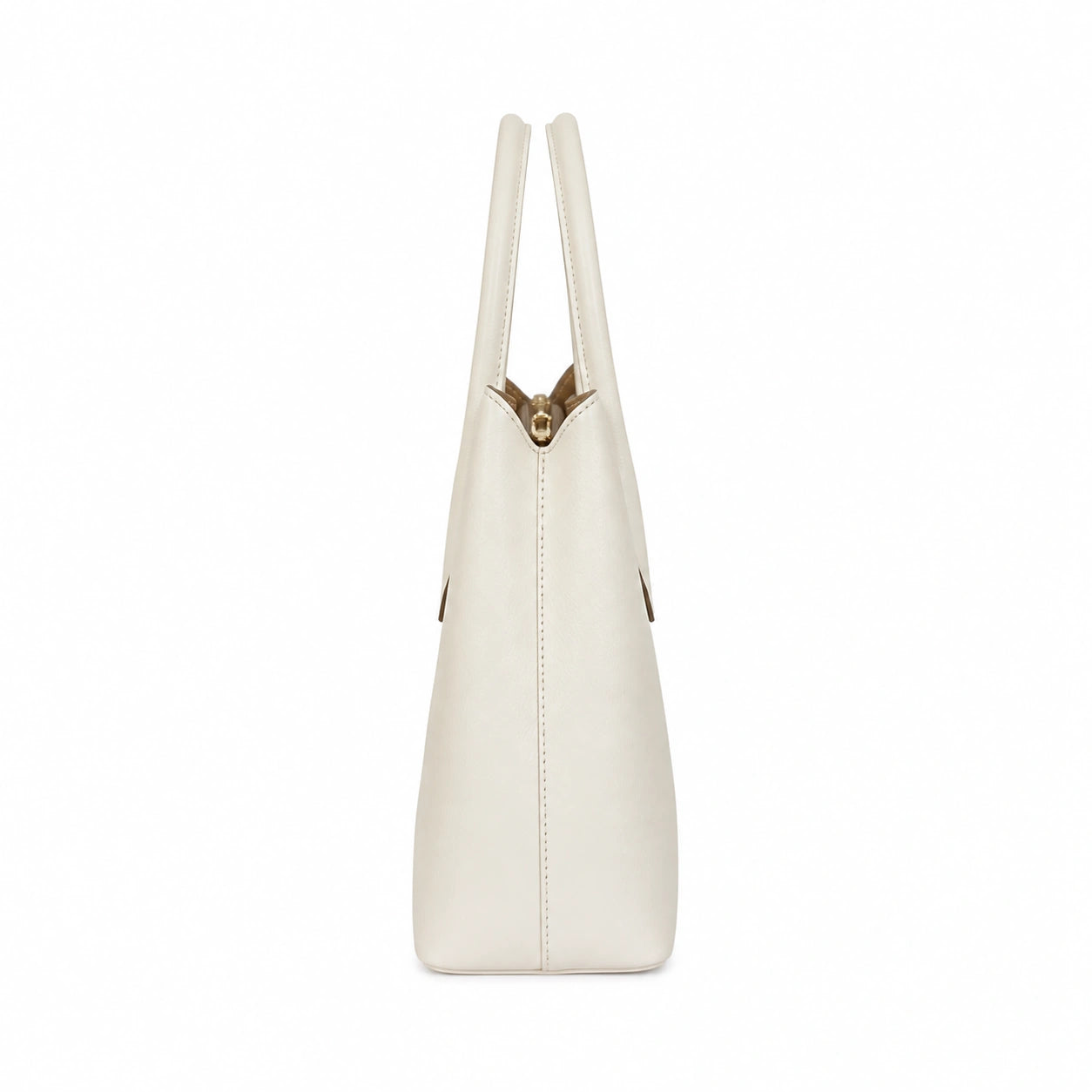 Bagex Off-White Leather Structured Tote Handbag