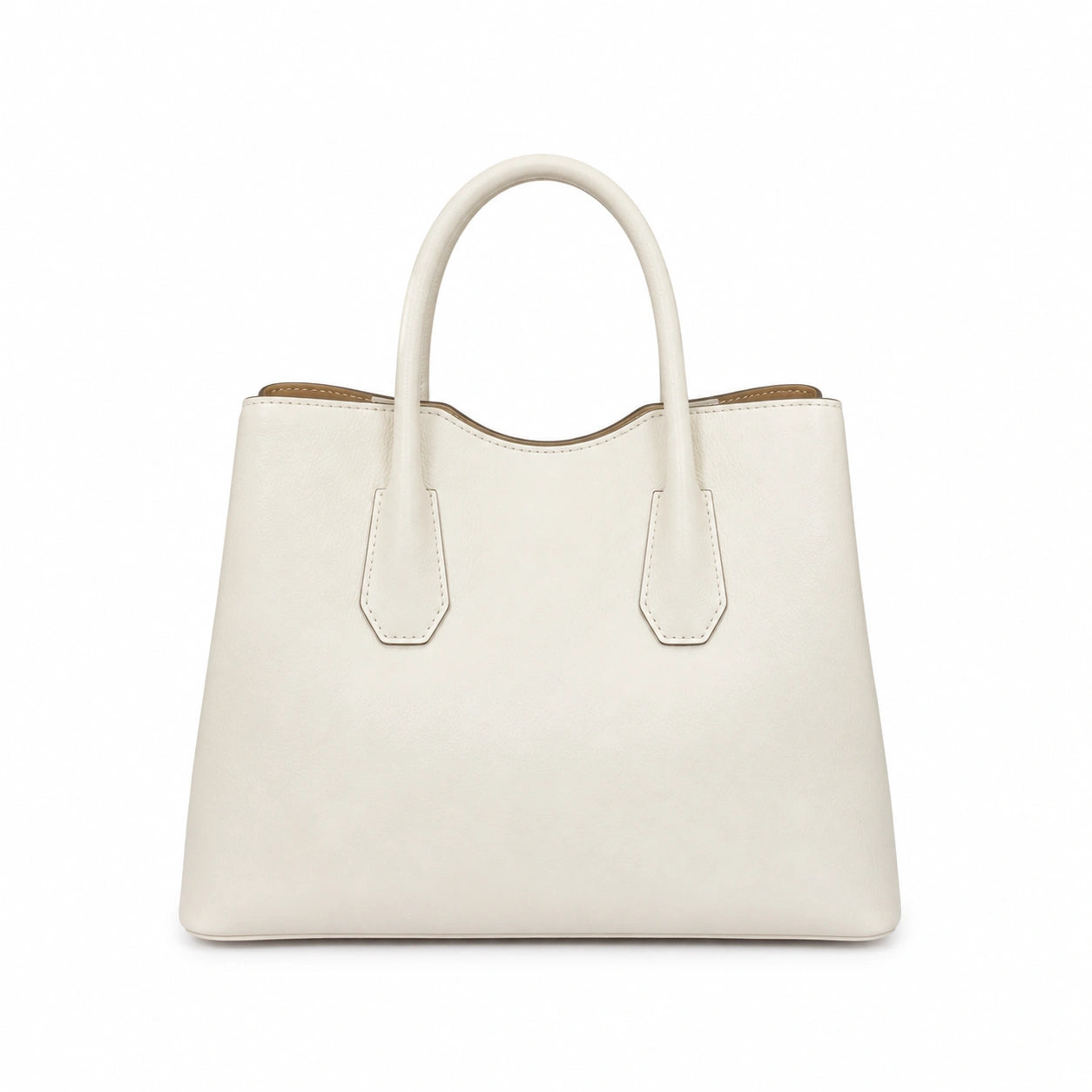 Bagex Off-White Leather Structured Tote Handbag