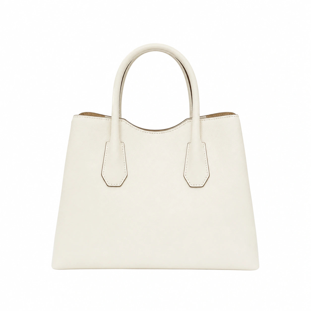 Bagex Off-White Leather Structured Tote Handbag