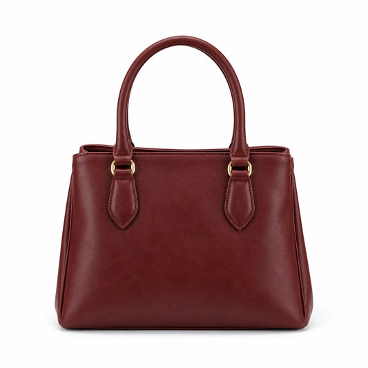 Bagex Burgundy Leather Structured Satchel Handbag